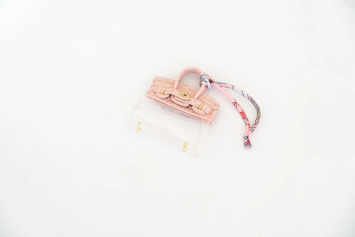 The Clear Mini Bag Charm in Blush
